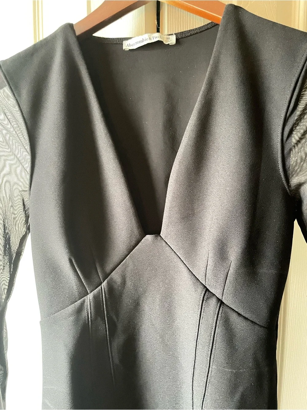 Abercrombie & Fitch Black Long-Sleeve Mesh Bodysuit